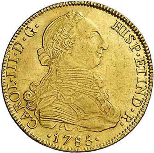8 Escudos Obverse Image minted in SPAIN in 1785PR (1759-88  -  CARLOS III)  - The Coin Database