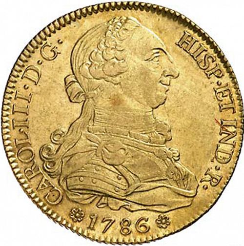 8 Escudos Obverse Image minted in SPAIN in 1786C (1759-88  -  CARLOS III)  - The Coin Database