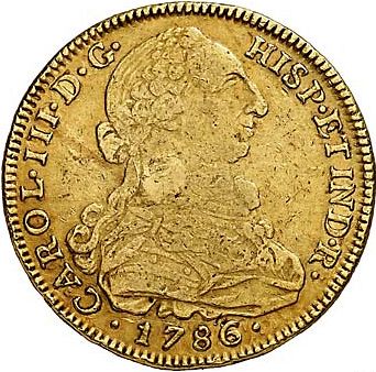 8 Escudos Obverse Image minted in SPAIN in 1786JJ (1759-88  -  CARLOS III)  - The Coin Database