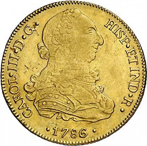 8 Escudos Obverse Image minted in SPAIN in 1786PR (1759-88  -  CARLOS III)  - The Coin Database