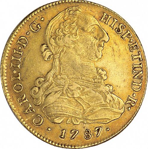 8 Escudos Obverse Image minted in SPAIN in 1787IJ (1759-88  -  CARLOS III)  - The Coin Database