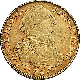 8 Escudos Obverse Image minted in SPAIN in 1787JJ (1759-88  -  CARLOS III)  - The Coin Database