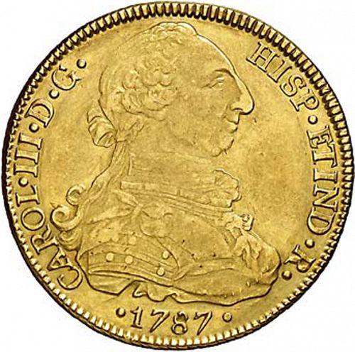 8 Escudos Obverse Image minted in SPAIN in 1787PR (1759-88  -  CARLOS III)  - The Coin Database
