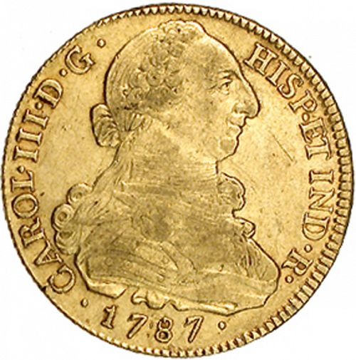 8 Escudos Obverse Image minted in SPAIN in 1787SF (1759-88  -  CARLOS III)  - The Coin Database