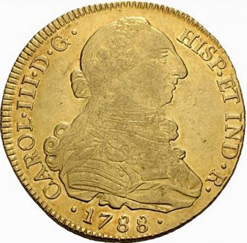 8 Escudos Obverse Image minted in SPAIN in 1788SF (1759-88  -  CARLOS III)  - The Coin Database