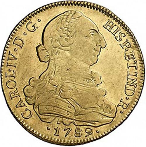 8 Escudos Obverse Image minted in SPAIN in 1789DA (1759-88  -  CARLOS III)  - The Coin Database