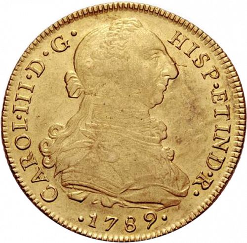 8 Escudos Obverse Image minted in SPAIN in 1789IJ (1759-88  -  CARLOS III)  - The Coin Database