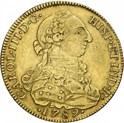 8 Escudos Obverse Image minted in SPAIN in 1789JJ (1759-88  -  CARLOS III)  - The Coin Database