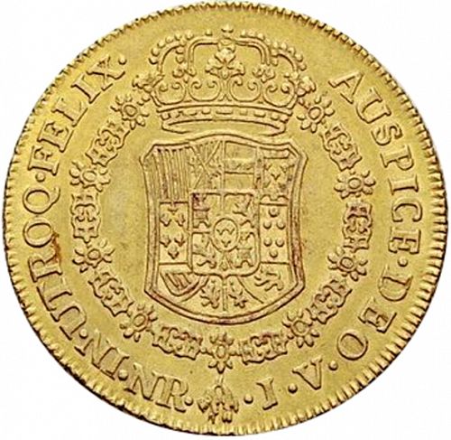 8 Escudos Reverse Image minted in SPAIN in 1765JV (1759-88  -  CARLOS III)  - The Coin Database