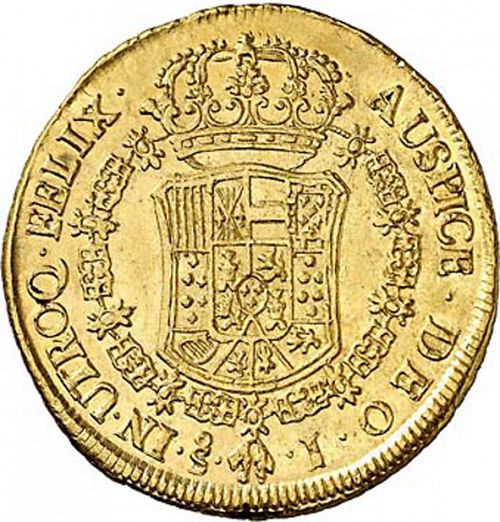 8 Escudos Reverse Image minted in SPAIN in 1765J (1759-88  -  CARLOS III)  - The Coin Database