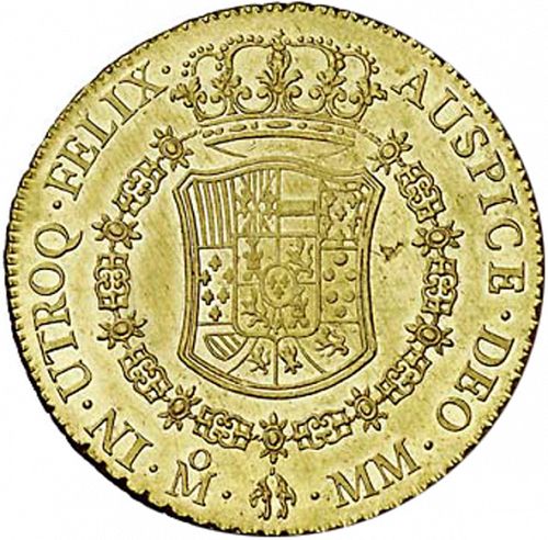 8 Escudos Reverse Image minted in SPAIN in 1765MM (1759-88  -  CARLOS III)  - The Coin Database