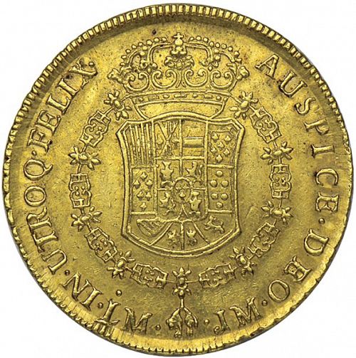 8 Escudos Reverse Image minted in SPAIN in 1766JM (1759-88  -  CARLOS III)  - The Coin Database