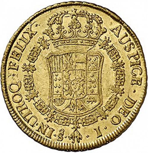 8 Escudos Reverse Image minted in SPAIN in 1766J (1759-88  -  CARLOS III)  - The Coin Database