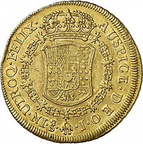 8 Escudos Reverse Image minted in SPAIN in 1767J (1759-88  -  CARLOS III)  - The Coin Database