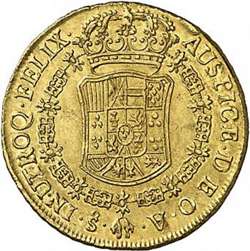 8 Escudos Reverse Image minted in SPAIN in 1768A (1759-88  -  CARLOS III)  - The Coin Database