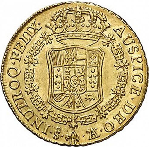 8 Escudos Reverse Image minted in SPAIN in 1768A (1759-88  -  CARLOS III)  - The Coin Database