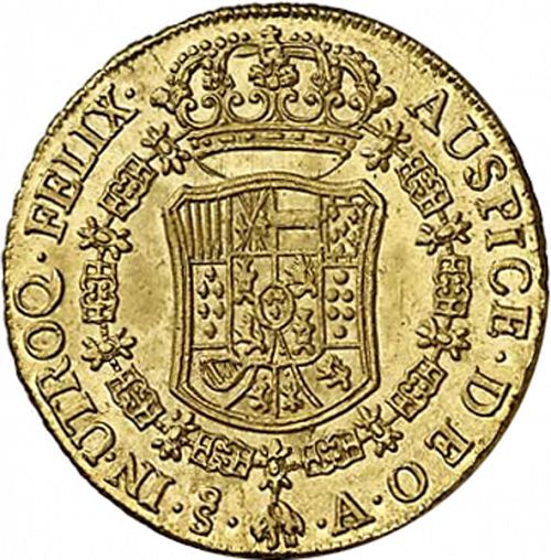 8 Escudos Reverse Image minted in SPAIN in 1771A (1759-88  -  CARLOS III)  - The Coin Database