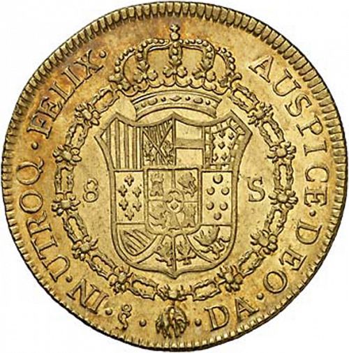 8 Escudos Reverse Image minted in SPAIN in 1772DA (1759-88  -  CARLOS III)  - The Coin Database