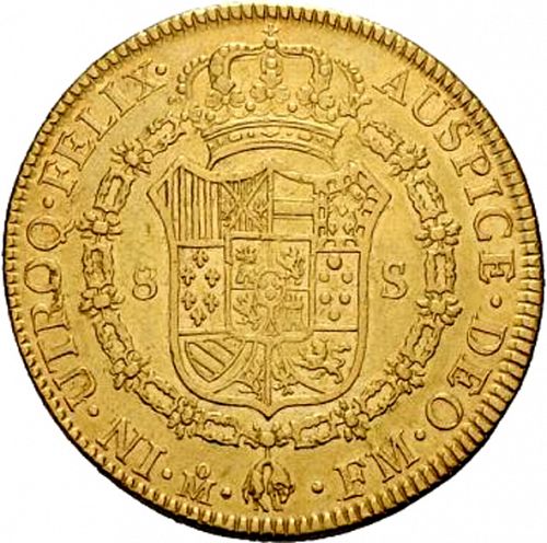 8 Escudos Reverse Image minted in SPAIN in 1772FM (1759-88  -  CARLOS III)  - The Coin Database