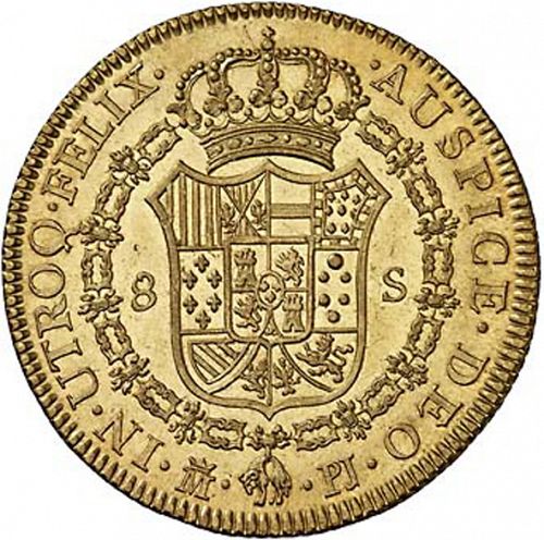 8 Escudos Reverse Image minted in SPAIN in 1772PJ (1759-88  -  CARLOS III)  - The Coin Database