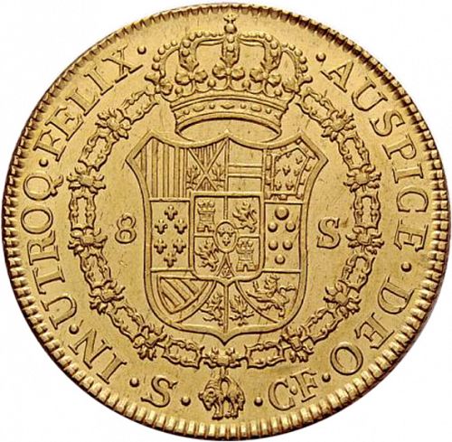 8 Escudos Reverse Image minted in SPAIN in 1773CF (1759-88  -  CARLOS III)  - The Coin Database