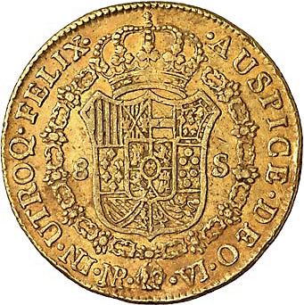 8 Escudos Reverse Image minted in SPAIN in 1773VJ (1759-88  -  CARLOS III)  - The Coin Database