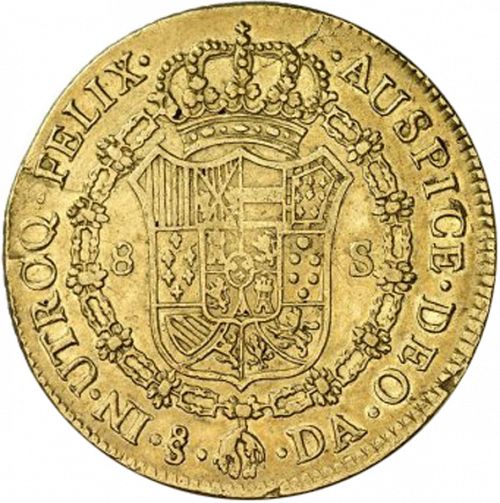 8 Escudos Reverse Image minted in SPAIN in 1774DA (1759-88  -  CARLOS III)  - The Coin Database