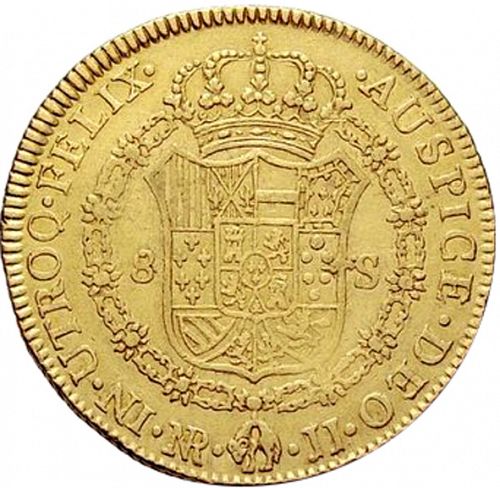 8 Escudos Reverse Image minted in SPAIN in 1775JJ (1759-88  -  CARLOS III)  - The Coin Database