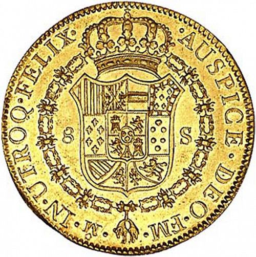 8 Escudos Reverse Image minted in SPAIN in 1776FM (1759-88  -  CARLOS III)  - The Coin Database