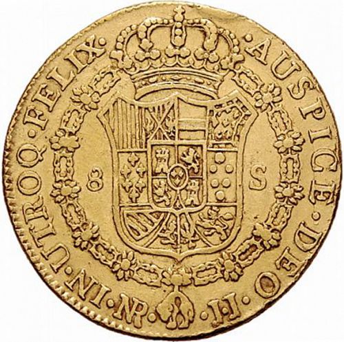 8 Escudos Reverse Image minted in SPAIN in 1777JJ (1759-88  -  CARLOS III)  - The Coin Database