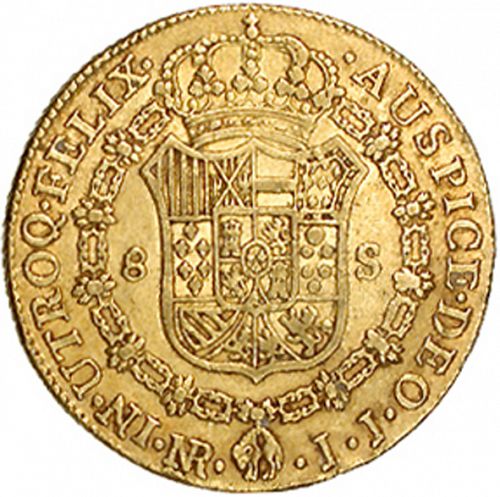 8 Escudos Reverse Image minted in SPAIN in 1778JJ (1759-88  -  CARLOS III)  - The Coin Database