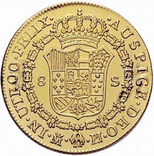 8 Escudos Reverse Image minted in SPAIN in 1778PJ (1759-88  -  CARLOS III)  - The Coin Database