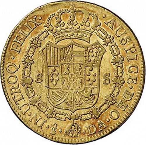 8 Escudos Reverse Image minted in SPAIN in 1779DA (1759-88  -  CARLOS III)  - The Coin Database