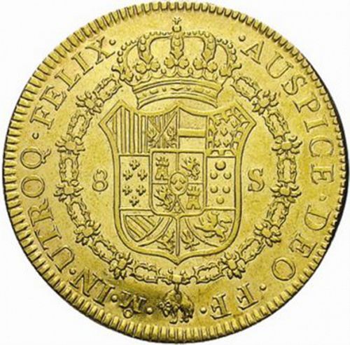 8 Escudos Reverse Image minted in SPAIN in 1779FF (1759-88  -  CARLOS III)  - The Coin Database