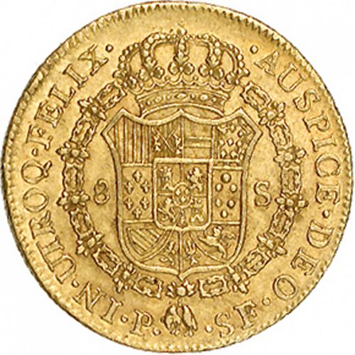 8 Escudos Reverse Image minted in SPAIN in 1779SF (1759-88  -  CARLOS III)  - The Coin Database