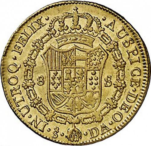 8 Escudos Reverse Image minted in SPAIN in 1780DA (1759-88  -  CARLOS III)  - The Coin Database