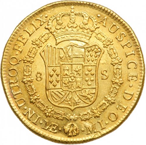 8 Escudos Reverse Image minted in SPAIN in 1780MI (1759-88  -  CARLOS III)  - The Coin Database