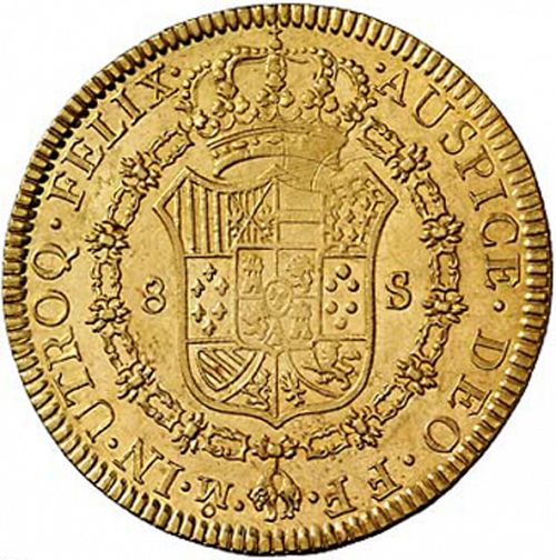 8 Escudos Reverse Image minted in SPAIN in 1782FF (1759-88  -  CARLOS III)  - The Coin Database