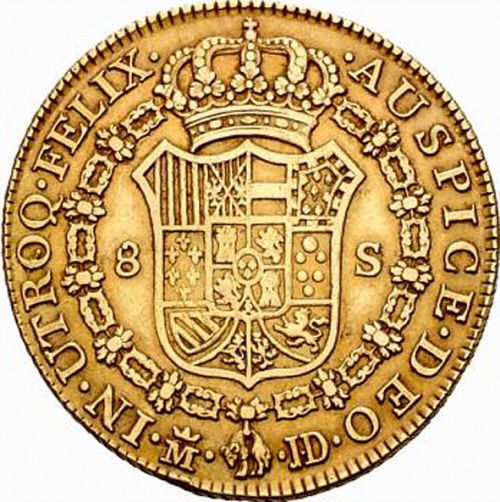 8 Escudos Reverse Image minted in SPAIN in 1784JD (1759-88  -  CARLOS III)  - The Coin Database