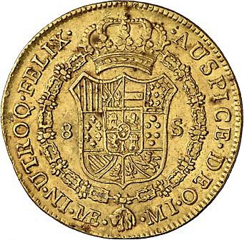 8 Escudos Reverse Image minted in SPAIN in 1784MI (1759-88  -  CARLOS III)  - The Coin Database