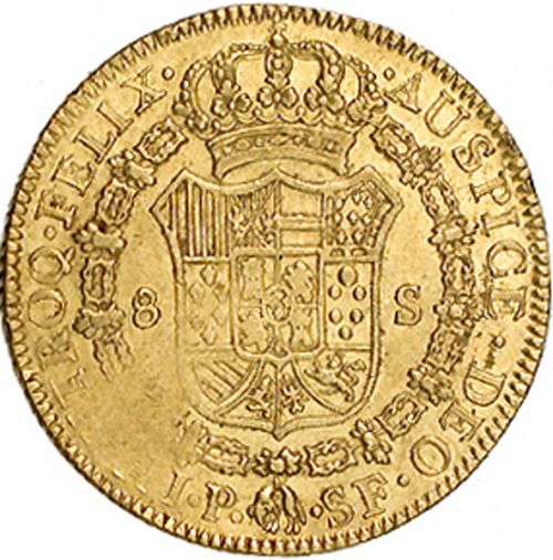 8 Escudos Reverse Image minted in SPAIN in 1784SF (1759-88  -  CARLOS III)  - The Coin Database