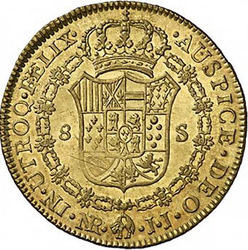8 Escudos Reverse Image minted in SPAIN in 1785JJ (1759-88  -  CARLOS III)  - The Coin Database