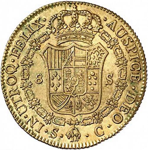 8 Escudos Reverse Image minted in SPAIN in 1786C (1759-88  -  CARLOS III)  - The Coin Database