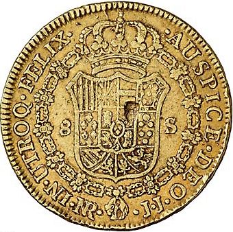 8 Escudos Reverse Image minted in SPAIN in 1786JJ (1759-88  -  CARLOS III)  - The Coin Database