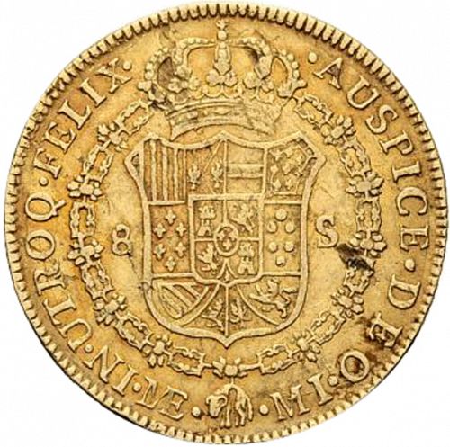 8 Escudos Reverse Image minted in SPAIN in 1786MI (1759-88  -  CARLOS III)  - The Coin Database