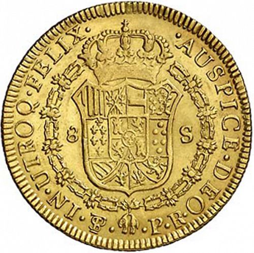 8 Escudos Reverse Image minted in SPAIN in 1786PR (1759-88  -  CARLOS III)  - The Coin Database