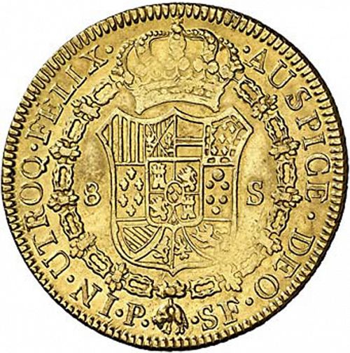 8 Escudos Reverse Image minted in SPAIN in 1786SF (1759-88  -  CARLOS III)  - The Coin Database