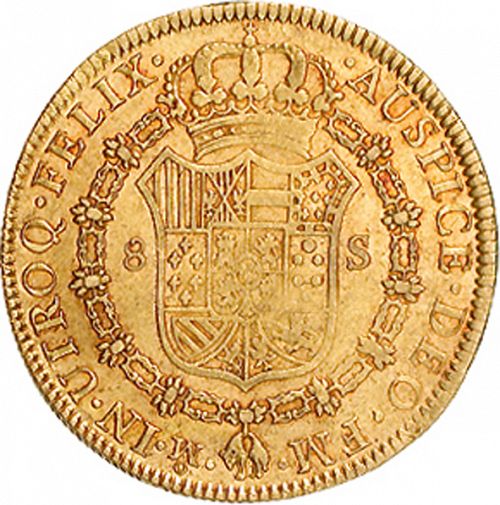 8 Escudos Reverse Image minted in SPAIN in 1787FM (1759-88  -  CARLOS III)  - The Coin Database