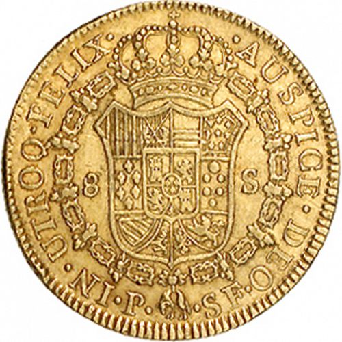 8 Escudos Reverse Image minted in SPAIN in 1787SF (1759-88  -  CARLOS III)  - The Coin Database