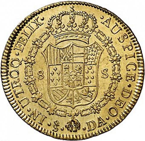 8 Escudos Reverse Image minted in SPAIN in 1788DA (1759-88  -  CARLOS III)  - The Coin Database